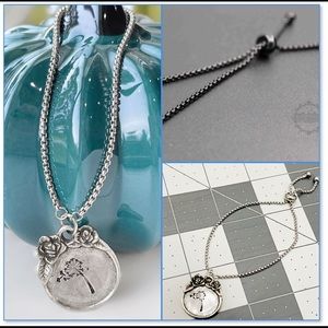 Adjustable hand stamped dandelion bracelet